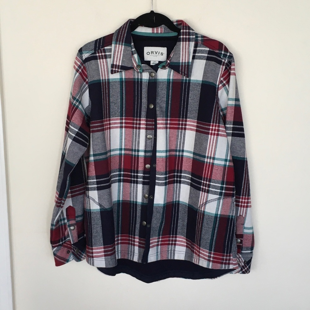 Orvis Red, Navy & White Plaid Button-Down Shirt